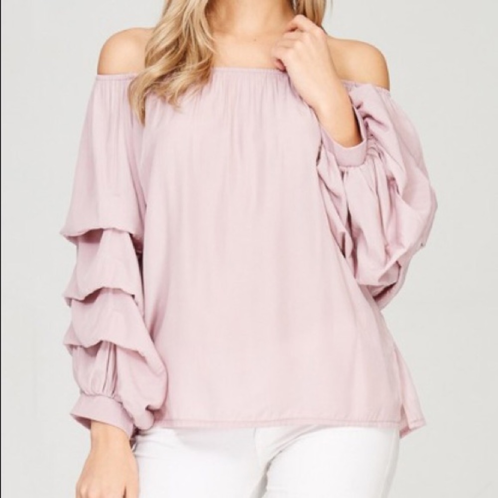 Off Shoulder Dust Pink Top - Picture 2 of 4